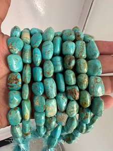 Perles lisses et polies en turquoise d'Arizona véritable, collier de bijoux bohèmes, 8-10 mm, prix de gros - Product Image 3