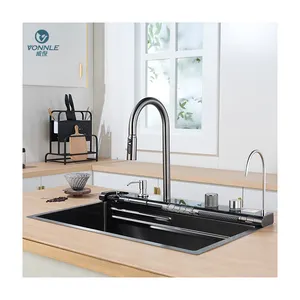 304 Stainless Steel Multifunctional Modern Kitchen Sink Smart Kitchen Sink Waterfall Sink