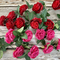 Ornement mural en fleurs artificielles de pivoine réalistes en soie, idéal pour la décoration d'hôtels, centres commerciaux et maisons, vente en gros