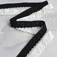 Bande de dentelle ajourée faite à la main de 1,5 cm, motif géométrique noir et blanc, sangle jacquard en nylon élasthanne haute élasticité pour vêtements