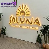 Enseigne lumineuse LED personnalisée avec police artistique, enseignes murales 3D en acier inoxydable avec halo lumineux, conception de logo gratuite, signalétique murale pour magasin