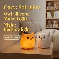 Lampes de table, couleurs tactiles, décoration en silicone adorable, veilleuse rechargeable, hibou en silicone personnalisé, veilleuse en silicone pour animaux