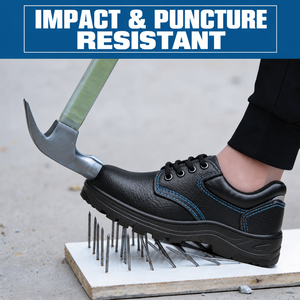 Zapatos de Seguridad Negros con Cordones Texturizados, Zapatillas de Trabajo con Puntera de Acero, Calzado Protector Antipinchazos para la Construcción Industrial - Product Image 3