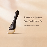 Bâton de massage Gua Sha en bois de santal naturel et corne de chèvre, petit gratte-meridien en forme de sabot pour lifting facial et acupression oculaire