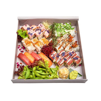 Plats à emporter Sushi Fruits Chocolat Cookie Papier Boîte Plateau Déjeuner Fish Chips Kraft Papier Dessert Boîte Avec Plateau De Service et Séparateurs