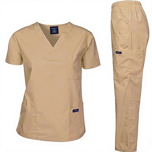 Blouse d'hôpital rose pour femmes, manches courtes, col en V, coton et polyester tissé, pour les professionnels de la santé - Product Image 1