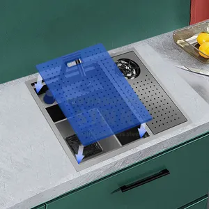 Rinceur de verre Robinet pliable intelligent Évier invisible Éviers de cuisine d'angle en acier inoxydable nano