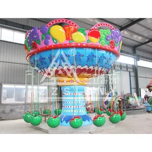 Colorful Amusement Park Equipment Kids Rides Fairground Attraction 16 Seats Mini Fruit Watermelon Flying Chair For Sale