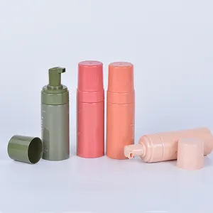 Custom Vazio 100ml 120ml 150ml 200ml Embalagens de Cosméticos Fosco Verde Rosa PET Bomba de Dispensador de Sabão Garrafa Limpador de Espuma de Plástico