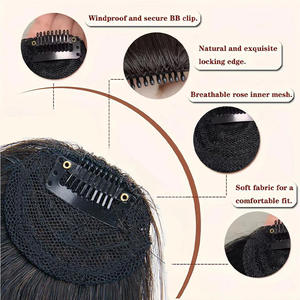LH27 Peluca de Cabello Humano con Flequillo, Clip para Fijar, Negro Natural, Flequillo Corto para Mujer, Estilo Anime, Flequillo Sin Costuras - Product Image 4