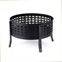 Grille de cuisson ronde en métal perforée pour foyer, avec quatre pieds, portable, pour barbecue extérieur en fer