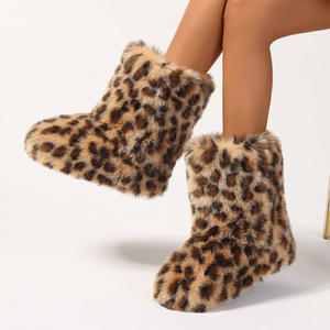 Nuevas Zapatillas de piel de moda, botas de leopardo, zapatillas de plataforma peludas, botas informales de leopardo de algodón de piel de leopardo para mujer - Product Image 3
