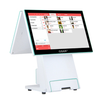 Supermarché Windows 10 double écran tout en un système de point de vente tactile Terminal de point de vente de 15.6 pouces Machine de point de vente d'ordinateur avec imprimante de facturation