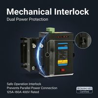 Commutateur de transfert automatique (ATS) industriel 125A 3P 400V à double alimentation avec interverrouillage mécanique pour applications médicales, incendie et urgence (IEC)