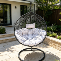 Fauteuil suspendu en rotin d'extérieur avec structure en acier pour jardin, patio, balcon et parc