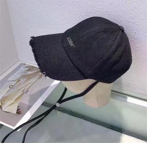 HT-2615 gros DENIM décontracté langue de canard métal souple lettre Baseball Sport casquette polyvalent papa chapeau avec corde - Product Image 3