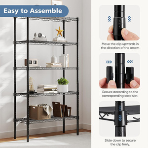 13.78" D X 35.43" W X 69.29" H 5 Tier Metal Wire Rack Shelf Standing <strong>Shelves</strong> Adjustable Steel Shelving Unit Organizers - Product Image 6