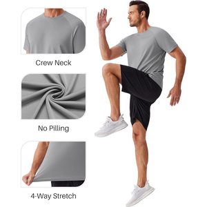 Camiseta Deportiva de Manga Corta para Hombre FOXA, Absorbe la Humedad, para Gimnasio, Paquete Múltiple, Color Sólido, Secado Rápido, Transpirable - Product Image 4