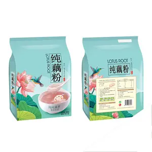 Huit pochettes debout à joint latéral 600G Mylar sacs d'emballage à fermeture éclair de qualité alimentaire pour la farine de racine de Lotus et le riz