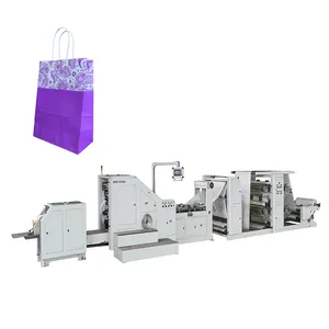 Mesin pembuat tas kertas bawah persegi makanan otomatis penuh kecepatan tinggi 450 2/4 warna mesin cetak flexo inline