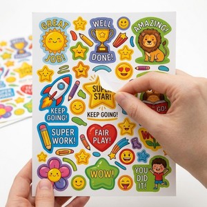 Juego de Hojas de Pegatinas Personalizadas Ecológicas con Corte Kiss Cut para Actividades de Recompensa de Aprendizaje y Juego Preescolar - Product Image 4