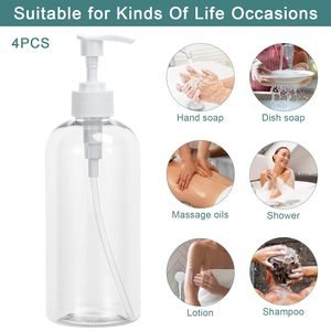 Contenants cosmétiques vides en PET blancs de 100 ml à 500 ml pour gel douche, shampoing et masque facial avec bouchon à vis - Product Image 4