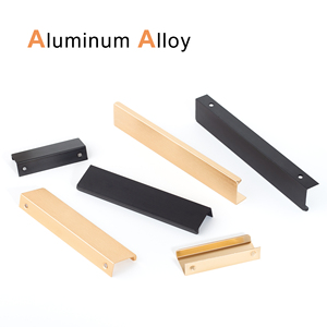 Mat Siyah ve Altın Renkli Gizli Alüminyum Alaşımlı Çekmece Kulpları, Gardırop Dolabı için Mobilya Kapı Kolu - Product Image 2