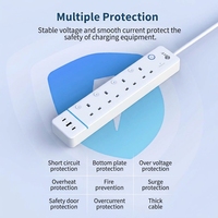 Stop Kontak Listrik Inggris BS, Kabel Ekstensi, Papan Pelindung Lonjakan Arus, Stop Kontak dengan USB Tipe-C, Kustomisasi Pabrik