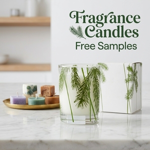 Bougie parfumée <span class=keywords><strong>en</strong></span> cire de soja dans un bocal <span class=keywords><strong>en</strong></span> <span class=keywords><strong>verre</strong></span> imprimé à la main avec des motifs de feuilles de <span class=keywords><strong>sapin</strong></span>, pour la décoration de la maison, décoration de Noël - Product Image 1