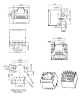 Connecteur femelle RJ45 de carte PCB avec la prise verticale légère menée 8Pin RJ45 Jack modulaire