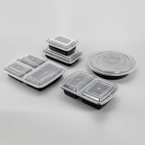 กล่องเบนโตะสี่เหลี่ยมสีดำทรงกลมขนาด12 16 16 32 39 48ออนซ์2 <span class=keywords><strong>3</strong></span>ช่องกล่องใช้แล้วทิ้งภาชนะเตรียมอาหารกันรั่วพร้อมฝาปิด - Product Image 2