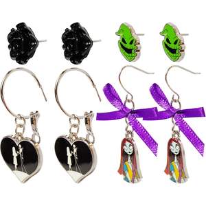 LUV HER The Nightmare Before Christmas Boucles d'oreilles clous hypoallergéniques en alliage de zinc pour femmes, ensembles de boucles d'oreilles à crochet, cadeau - Product Image 5