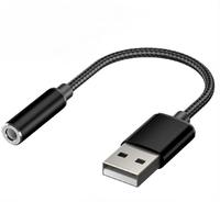 Câble adaptateur audio USB tressé en nylon vers 3.5mm bleu et bleu convertisseur de casque de jeu de puces DAC 10.5CM