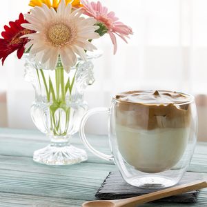 Taza de Café y Té Aislada Transparente Resistente al Calor y Frío de 350 ml (12 oz), Tazas de Vidrio de Doble Pared con Asa - Product Image 3