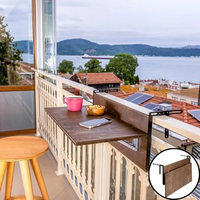 Table suspendue Combohome pour balustrades, table de service en bois pour véranda, table de service peu encombrante pour petits balcons
