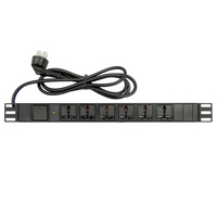 Multiprise universelle 6 voies PDU 1U à montage en rack avec interrupteur, coque en alliage d'aluminium, prise EU Schuko 16A 250V