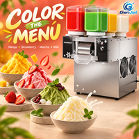 Machine à Bingsu Commerciale 4 Hoppers, Machine à Glaçons Flocons 1200W, Machine à Glace Pilée de Comptoir pour Salon de Thé et Restaurant