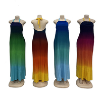 Nouvelles Robes Longues d'Été de Plage Dos Nu Dégradé de Couleurs Amples Décontractées Sexy Élégantes pour Femmes