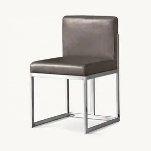 Sillas de comedor, silla de comedor moderna, marco de acero inoxidable de cuero, silla chaise dine