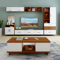 Table basse multifonctionnelle de style moderne, vente en gros directe d'usine, ensemble de meuble TV et table basse en bois massif