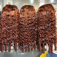 Densité 210 # Perruque de cheveux bouclés bruts birmans couleur gingembre 350, perruque frontale en dentelle HD transparente 13x4, 100% cheveux humains pour femmes noires
