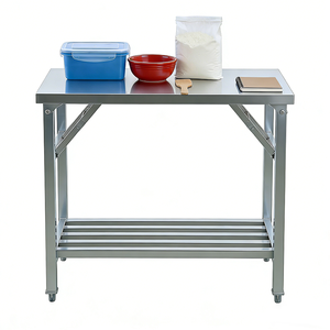 โต๊ะ<span class=keywords><strong>ทำงาน</strong></span>สแตนเลสแบบพับได้สองชั้น โรงงานซานตง 304 สแตนเลส สำหรับห้องปฏิบัติการวิทยาศาสตร์ในโรงเรียน - Product Image 1