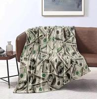 Couverture en polaire flanelle super douce et lisse, personnalisée avec impression par sublimation, motif dollar, pour la maison