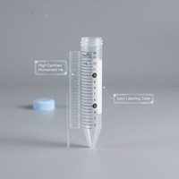 Tube de centrifugation stérile de 15 ml, couleur bleu sel de mer, avec bouchon, emballage en vrac, récipient en plastique anti-fissuration pour culture cellulaire en laboratoire