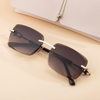 Lunettes de soleil rectangulaires sans monture Partagas, avec logo personnalisé, verres taillés en diamant, protection UV400, pour femmes