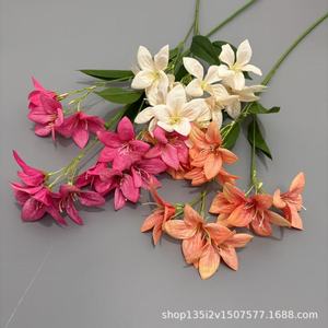Fleurs artificielles Qiye, lys narcisse à 12 têtes en soie, décoration de mariage, décoration intérieure, arrangement au sol - Product Image 3