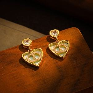 Boucles d'oreilles en forme de nez de cochon en zircon micro-incrusté, tendance féminine, aiguille en argent S925, pendentif Love Board, édition coréenne, style célébrité - Product Image 4