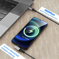 Câble USB C vers USB C, chargeur de type C, cordon de charge rapide, câble de charge angulaire, charge rapide en nylon pour Samsung Galaxy S10 S9