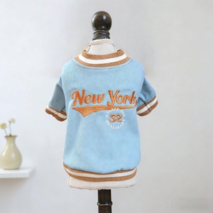 Pet Clothes Dog Jacket <b>Denim</b> Classic Style Four Seasons Polyester <b>Material</b> Small Dog Wear - Product Image 4