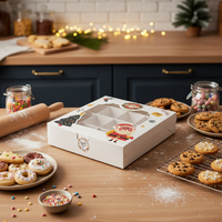 Boîtes en papier gaufré brillant de luxe à 16 compartiments avec fenêtre transparente pour emballage de chocolats, biscuits, bonbons, macarons et pâtisseries
